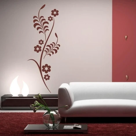 Japanese painting template 96 in an elegant living room, adding subtle charm with delicate floral designs.