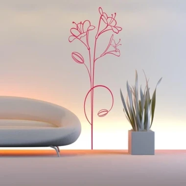 Floral painting template 0997 - Living room arrangement with light walls and minimalist furniture.
