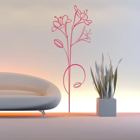 Floral painting template 0997 - Living room arrangement with light walls and minimalist furniture.