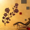 Floral rose painting template 1100 - Living room arrangement with warm walls and minimalist furniture.