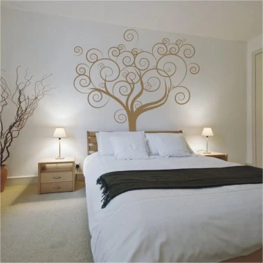 Elegant tree sticker 0782 in a stylish bedroom, adding warmth and harmony to a modern interior.