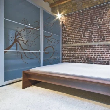 Elegant branch sticker 0942 in loft style, perfect for a modern bedroom, adding warmth and character.