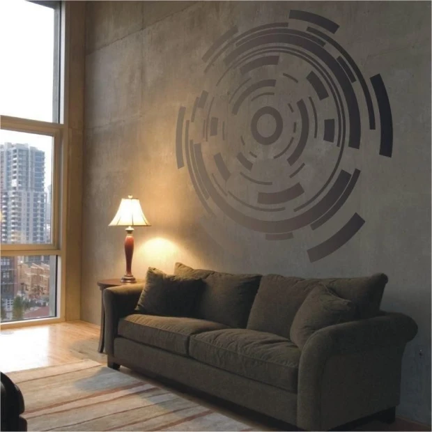 Abstract painting template 0789 in a modern living room, perfect for enlivening minimalist spaces.