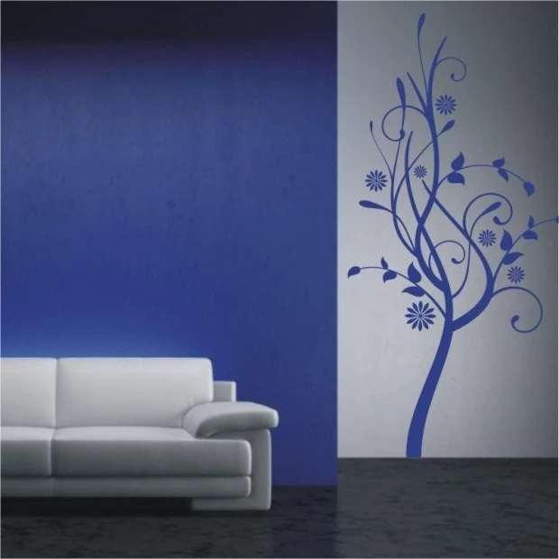Elegant tree 0947 in vibrant blue, beautifully enhancing modern living room decor.