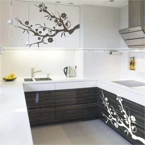 Elegant flower branch, perfect for a modern kitchen, adding lightness and freshness to the interior.