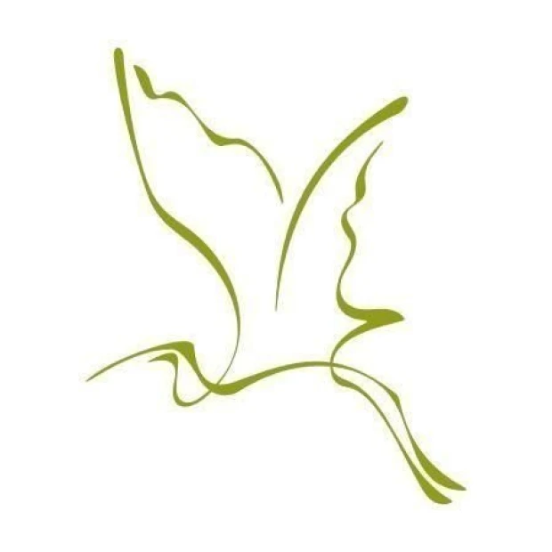 Elegant heron sticker in shades of green, perfect for a modern living room or bedroom, adding style.