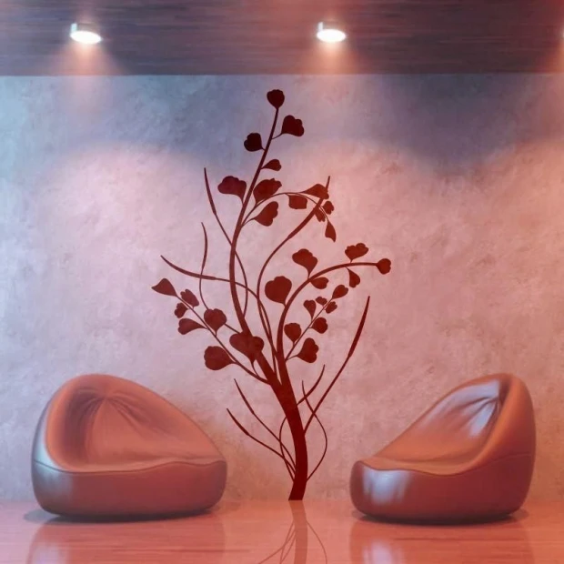 Elegant tree sticker 1294 in a modern living room, adding warmth and style to minimalist interiors.