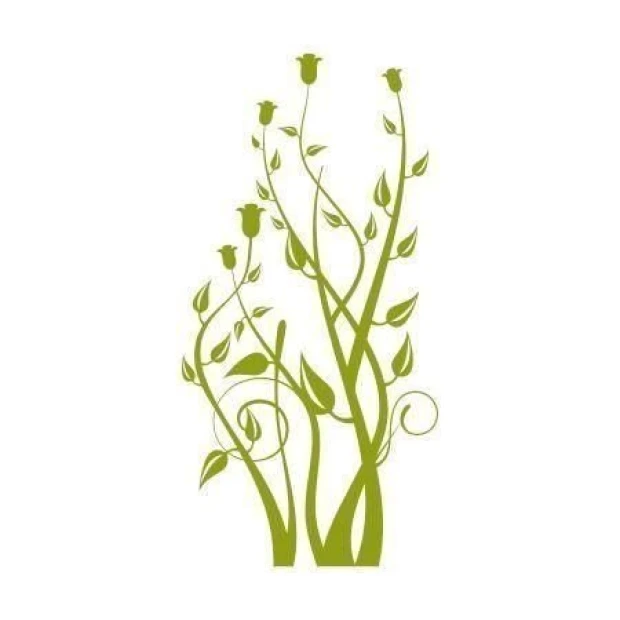 Floral tree sticker 1297 in shades of green, perfect for a cozy boho-style interior.