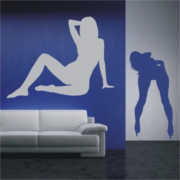 Sticker lady 102 in a modern living room, adding bold character with contrasting silhouettes.