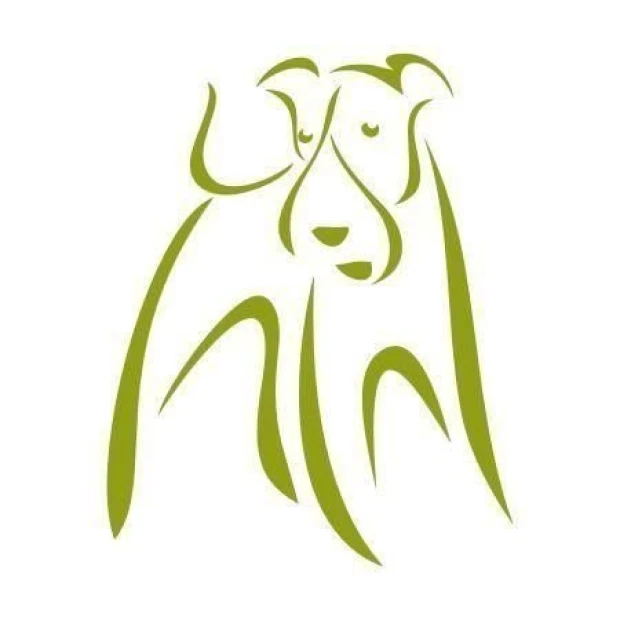 Stylish sticker featuring a dog in shades of green, perfect for a cozy space for pet lovers.
