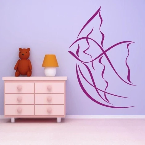 Stylish fish sticker in shades of purple, perfect for a cozy children\'s room.