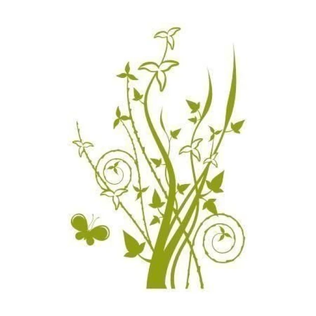 Floral pattern with butterflies in fresh green shades, perfect for enlivening eco-style spaces.