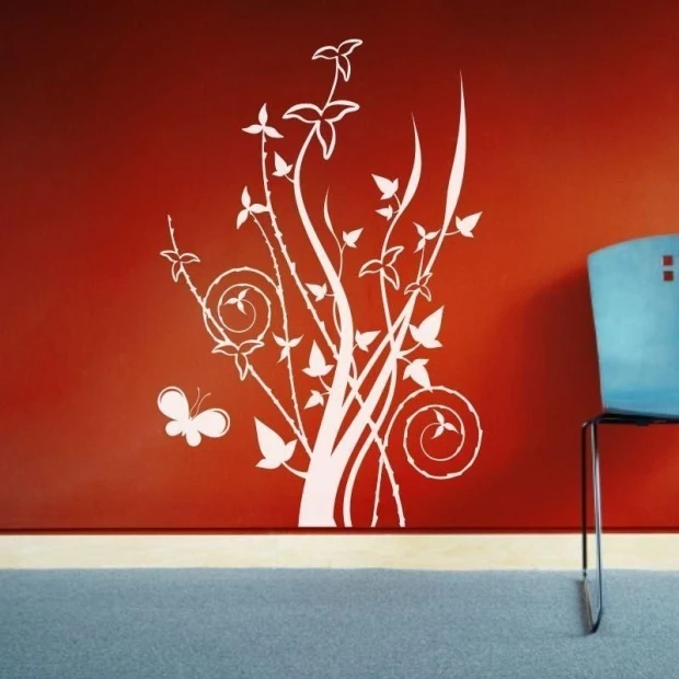 Floral butterfly wall stencil 1290, perfect for modern interiors, adding a touch of lightness and freshness.