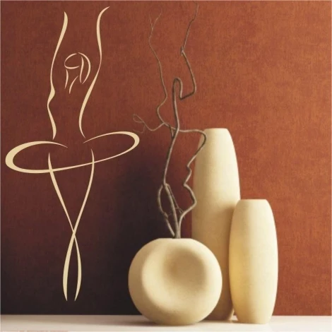 Lady 40 painting template - Living room arrangement with warm brown walls and minimalist light vessels.