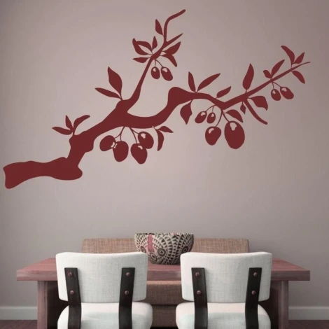 Stylish branch-shaped sticker with elegant leaves, perfect for a modern dining room, adding a touch of elegance.