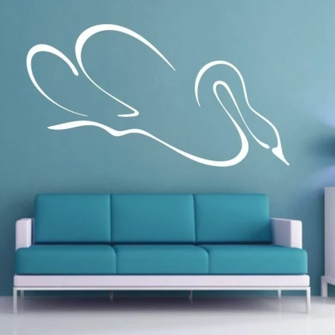 Elegant minimalist swan sticker, perfect for a modern living room, adding a touch of lightness.