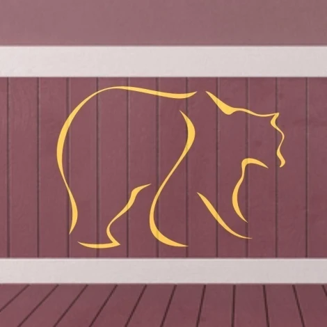 Stylish sticker featuring a bear in warm yellow tones, perfect for a cozy room.