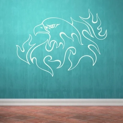 Eagle in a dynamic style against a turquoise wall, perfect for modern interiors or a youth room.