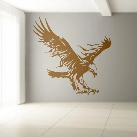 Eagle in dynamic flight, a stylish accent for modern interiors, perfect for a minimalist living room.