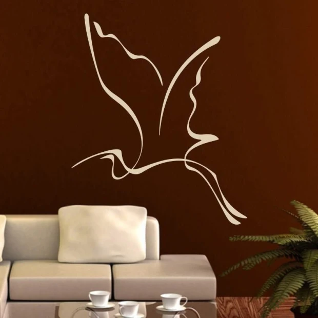 Elegant heron in minimalist style on a dark wall, perfect for a modern living room.
