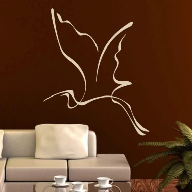 Elegant heron in minimalist style on a dark wall, perfect for a modern living room.