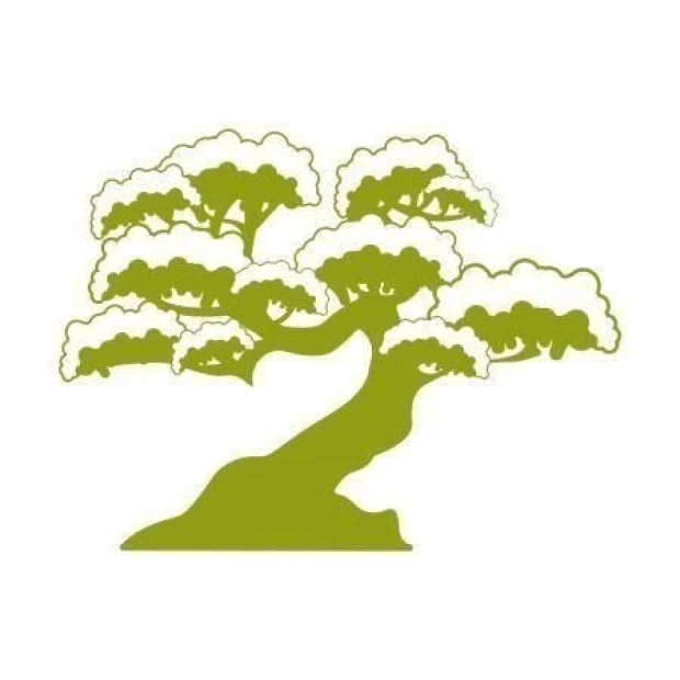 Elegant bonsai tree painting template in muted green, perfect for a modern interior style.