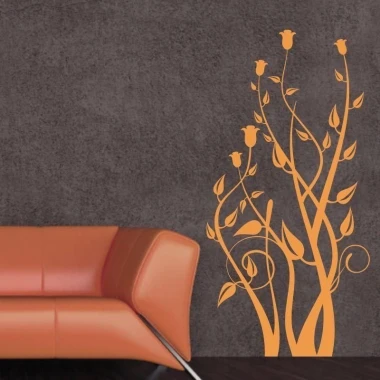 Stylish tree painting template 1297 in a warm orange hue, perfect for enlivening modern decor.