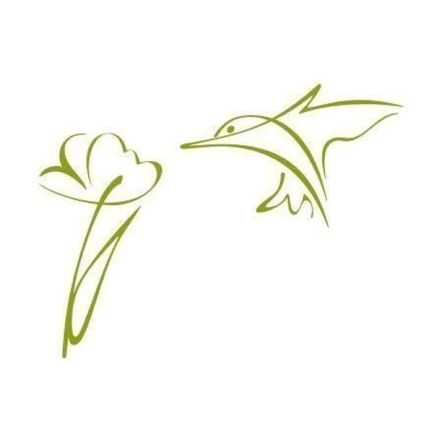 Elegant hummingbird and flower painting template in soft green shades, perfect for modern decor.