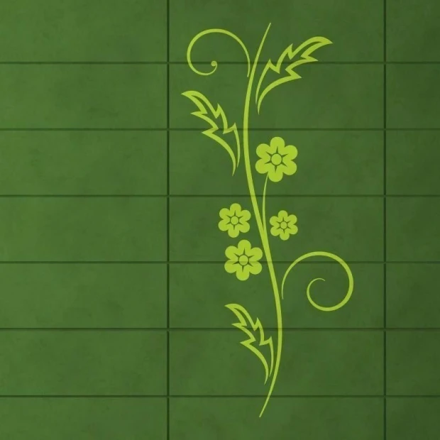 Floral painting template 1227 - Graphic design featuring a vine shape with flowers and leaves.