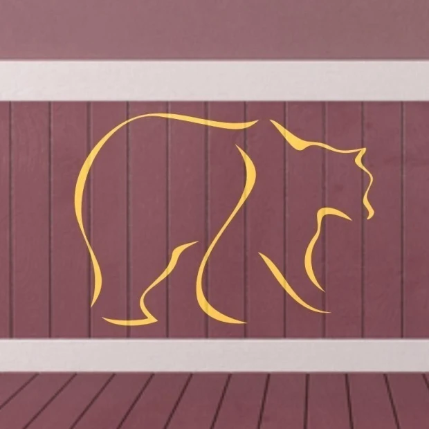 Minimalist bear design, perfect for a cozy children\'s room, in a warm yellow color.