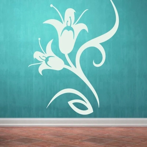 Elegant floral sticker 0978 in pastel tones, perfect for a stylish interior in a modern living room.