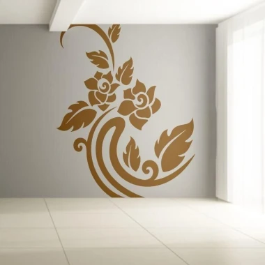Elegant floral sticker 0979 in brown shades, perfect for minimalist interiors, adds a touch of style.