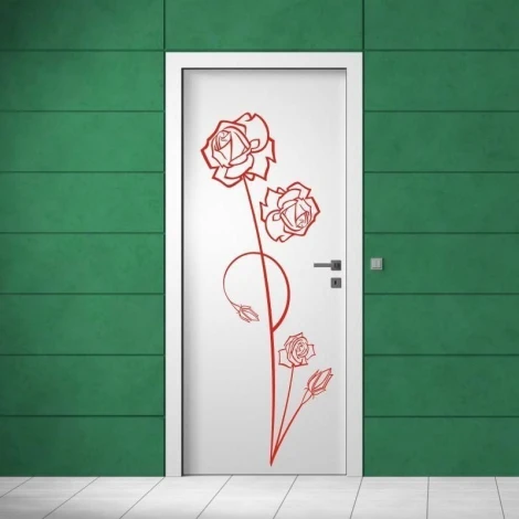 Stylish flower sticker 0987 with red roses, perfect for modern interiors, will brighten up any wall.