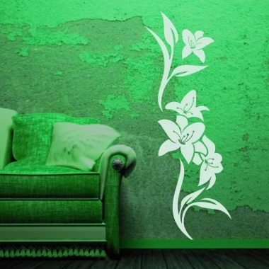Flower sticker 0990 in a fresh green interior, adding charm and style to a modern living room.