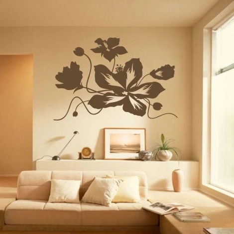 Elegant floral sticker 1197 perfectly complements a modern living room, creating a harmonious atmosphere.