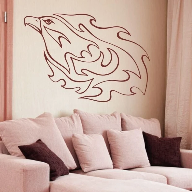 Stylish eagle sticker 1202 in a modern living room, perfect for complementing a cozy decor with subtle details.