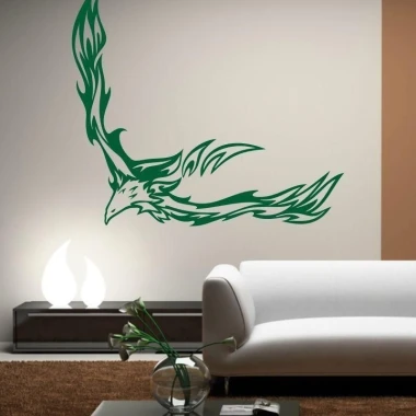 Stylish eagle sticker 1207 in vibrant green, perfect for a modern living room, adding a unique touch.