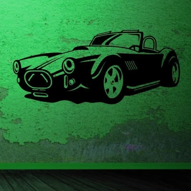 Stylish Cobra 04 vehicle sticker in minimalist style on a green wall, perfect for modern decor.