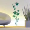 Japanese painting template 03 - Living room arrangement. Light walls, modern furniture, potted plants.