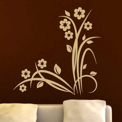 Japanese painting template 74 - Graphic design with asymmetrical arrangement of flower and leaf shapes.