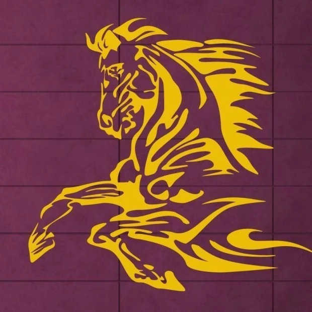 Horse painting template 1212 - Graphic design featuring a dynamic silhouette of a horse in motion with flowing lines.