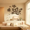 Floral painting template 1197 - Living room setup with light walls, large window, and minimalist furniture.