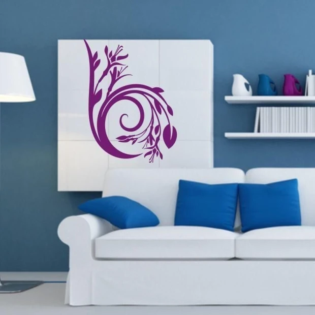 Elegant floral-patterned painting template in shades of purple, perfect for a modern living room.