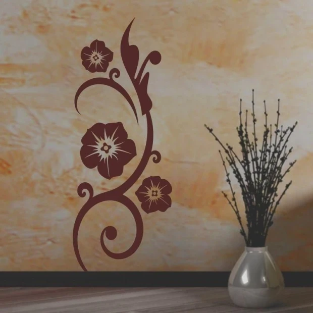 Elegant floral painting template 0985 in warm brown tones, perfect for a stylish interior.