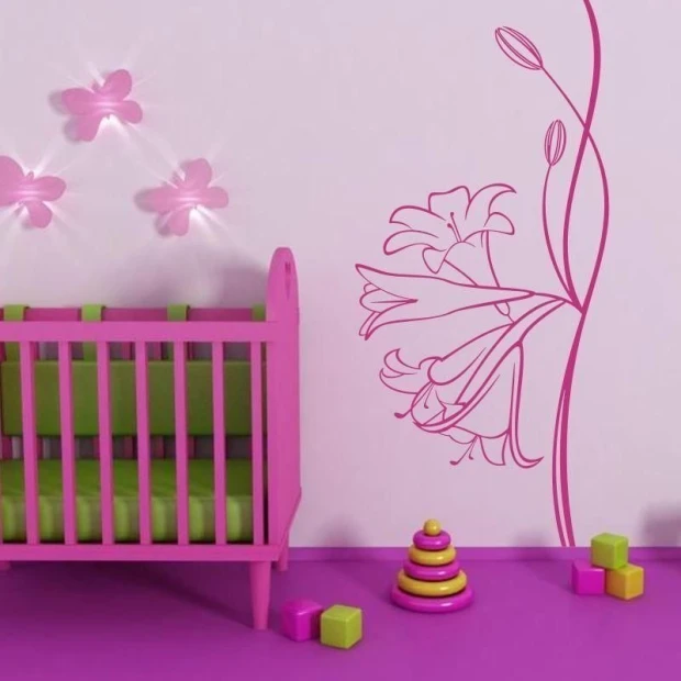 Delicate floral painting template 0986, perfect for a colorful children\'s room, adding charm and warmth.