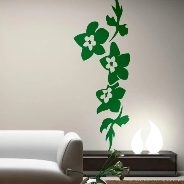 Floral painting template 0988 in a modern living room, adding freshness and natural charm to the interior.