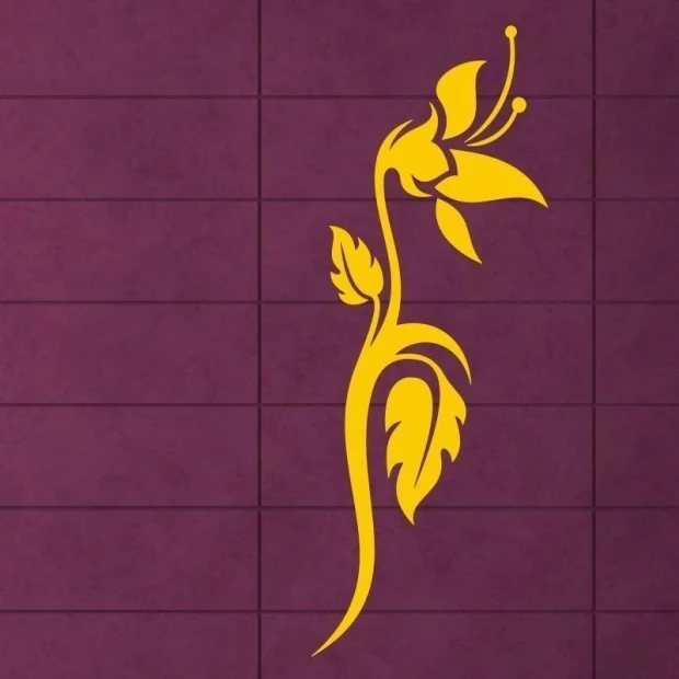 Flower painting template 0993 - Graphic design featuring a flower shape with a long stem and leaves.