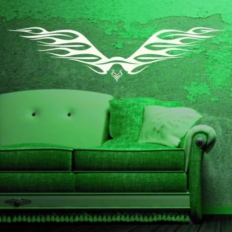 Eagle painting template 1210 - Living room setup with green walls and matching green sofa.