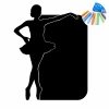 Chalk sticker for kids featuring a ballet dancer in black with a rectangular background design.