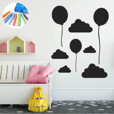 Chalk sticker for kids featuring balloons and clouds - perfect for bright children\'s room decor.